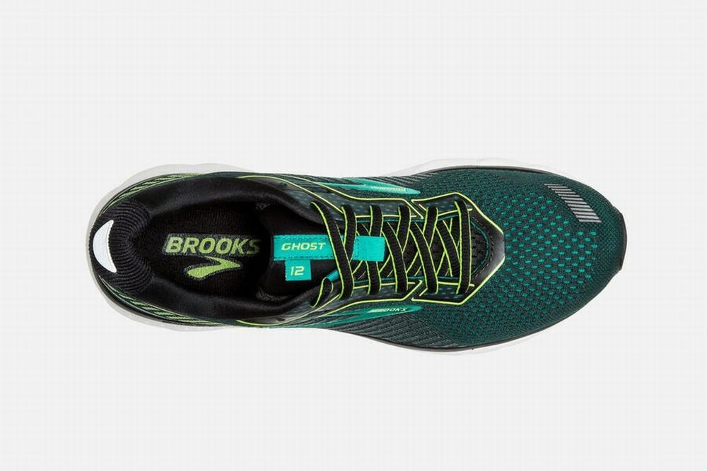 Chaussures de Marche Brooks Ghost 12 Noir / Vert Clair / Bleu Homme | DEI-93616998