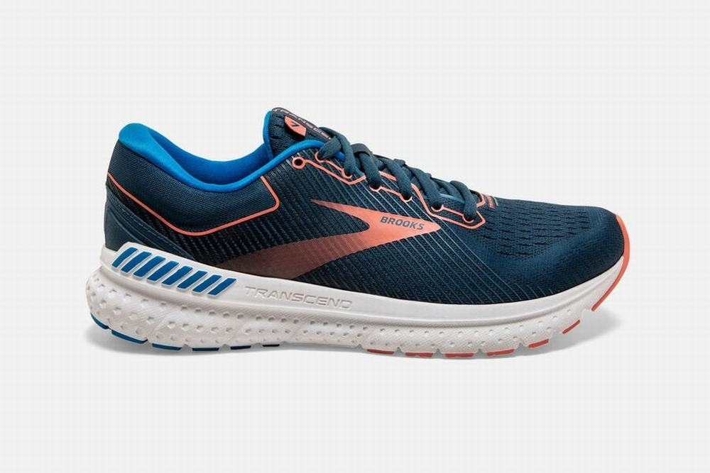 Chaussures Running Brooks Transcend 7 Bleu Marine / Corail Femme | SGW-36757424