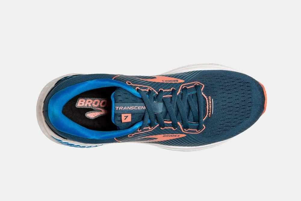 Chaussures Running Brooks Transcend 7 Bleu Marine / Corail Femme | SGW-36757424