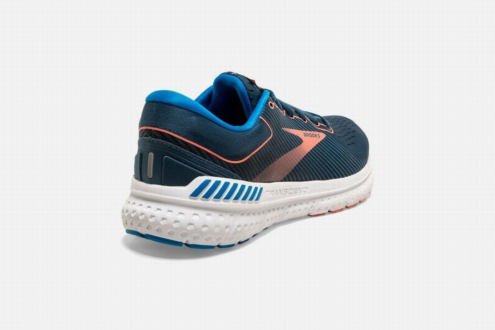 Chaussures Running Brooks Transcend 7 Bleu Marine / Corail Femme | SGW-36757424