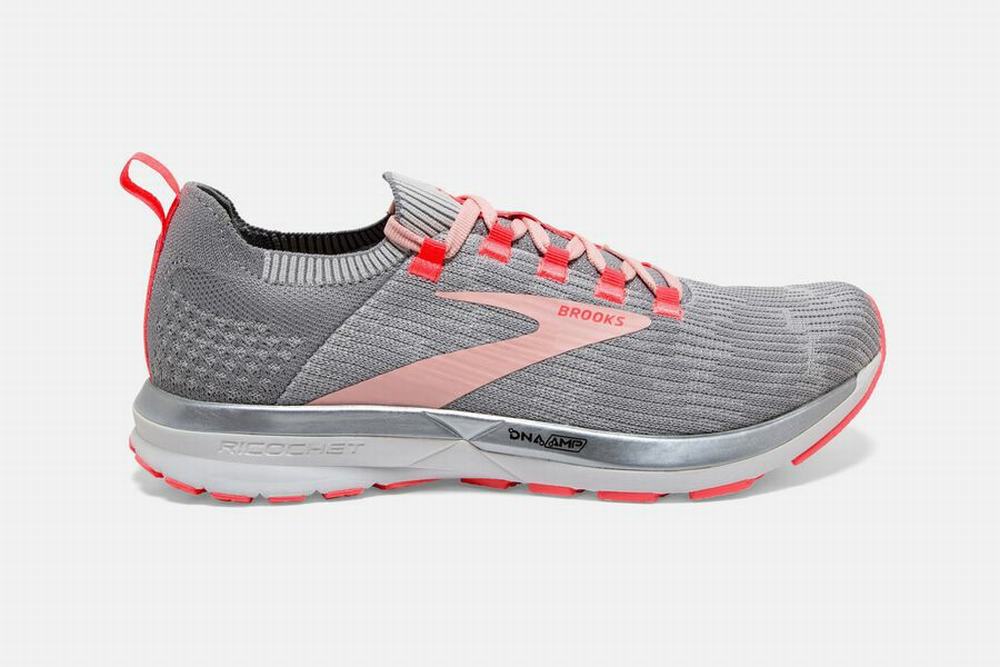 Chaussures Running Brooks Ricochet 2 Grise / Corail Femme | AZR-97925614