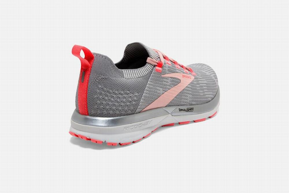 Chaussures Running Brooks Ricochet 2 Grise / Corail Femme | AZR-97925614