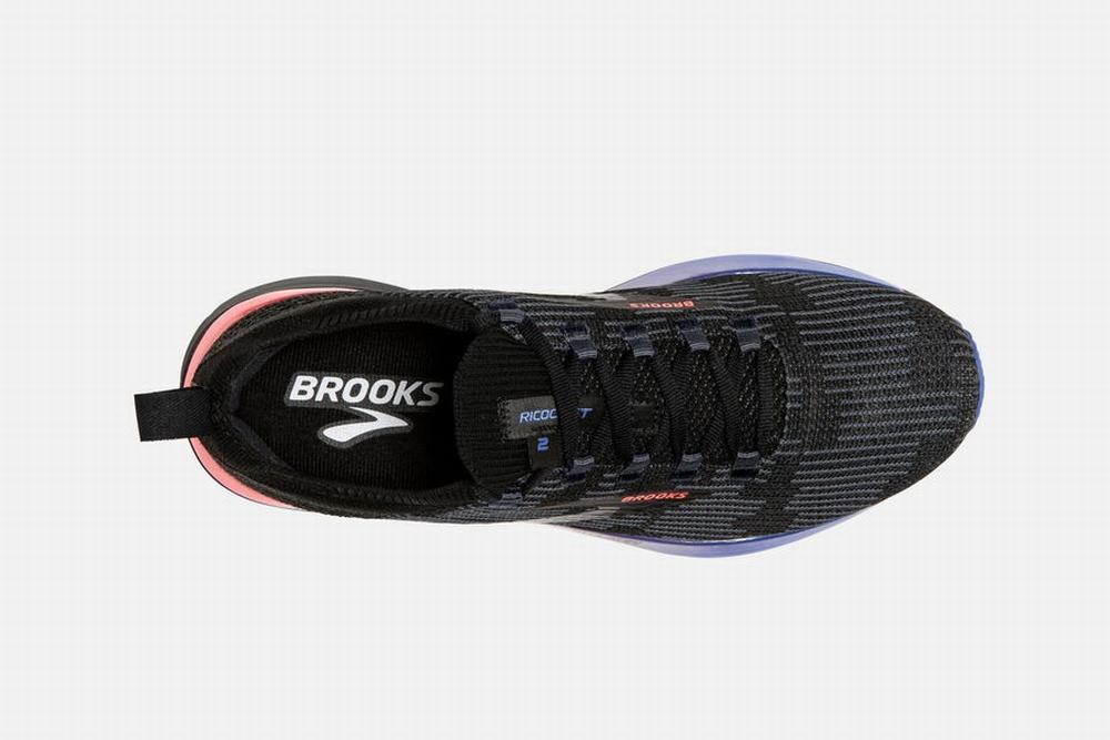 Chaussures Running Brooks Ricochet 2 Noir / Bleu / Corail Femme | CWS-00619612