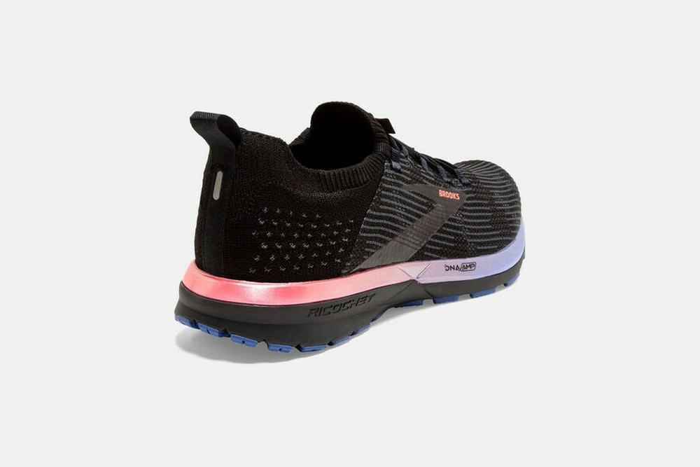 Chaussures Running Brooks Ricochet 2 Noir / Bleu / Corail Femme | CWS-00619612