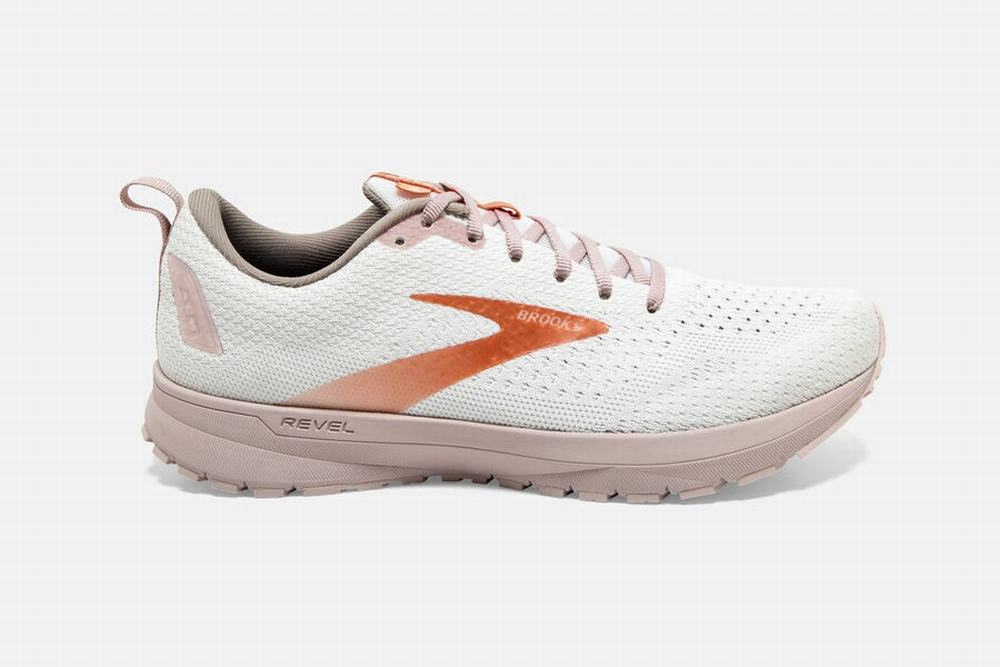 Chaussures Running Brooks Revel 4 Blanche / Violette / Cuivre Femme | FAX-26482857