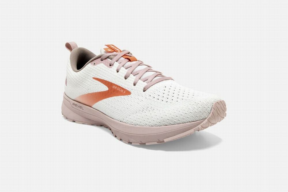 Chaussures Running Brooks Revel 4 Blanche / Violette / Cuivre Femme | FAX-26482857