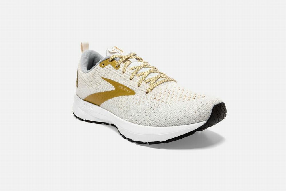 Chaussures Running Brooks Revel 4 Blanche / Doré Femme | BEE-36827569