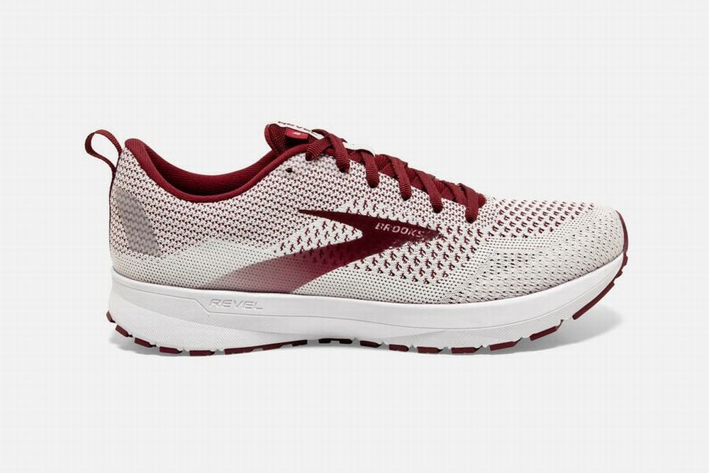 Chaussures Running Brooks Revel 4 Blanche / Bordeaux Femme | FOY-78806446