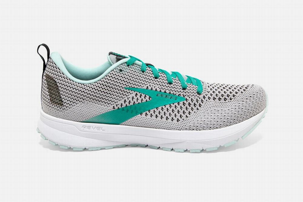 Chaussures Running Brooks Revel 4 Grise / Turquoise Clair / Noir Femme | YCS-01551779