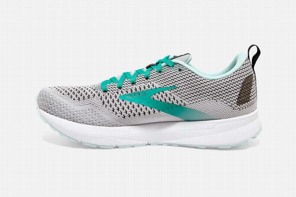 Chaussures Running Brooks Revel 4 Grise / Turquoise Clair / Noir Femme | YCS-01551779