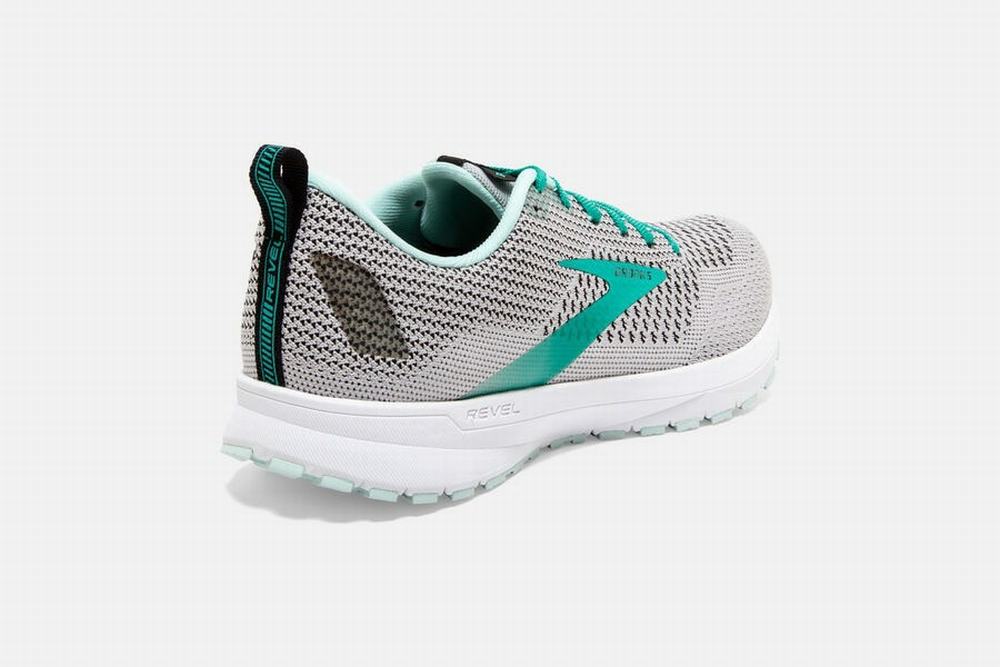 Chaussures Running Brooks Revel 4 Grise / Turquoise Clair / Noir Femme | YCS-01551779