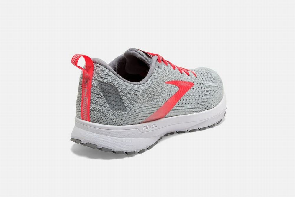 Chaussures Running Brooks Revel 4 Grise / Corail Femme | TNP-31985504