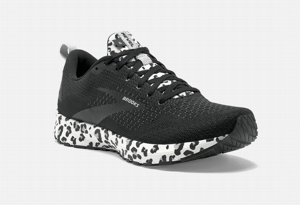 Chaussures Running Brooks Revel 4 Noir / Blanche / Argent Femme | OSL-97164443