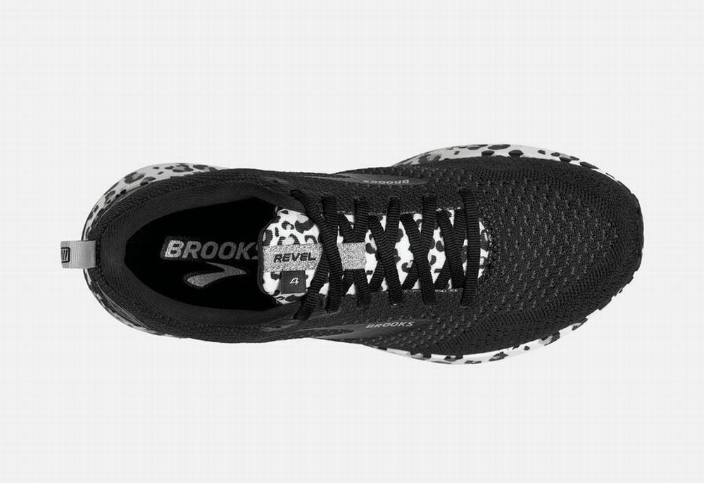 Chaussures Running Brooks Revel 4 Noir / Blanche / Argent Femme | OSL-97164443