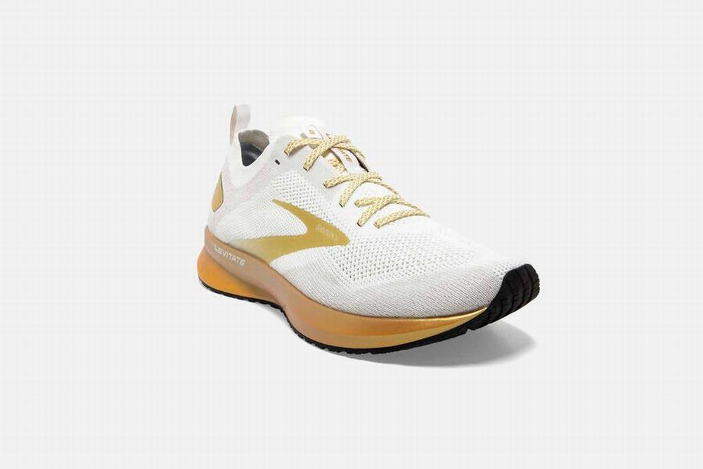 Chaussures Running Brooks Levitate 4 Blanche / Doré Femme | TSB-55258701