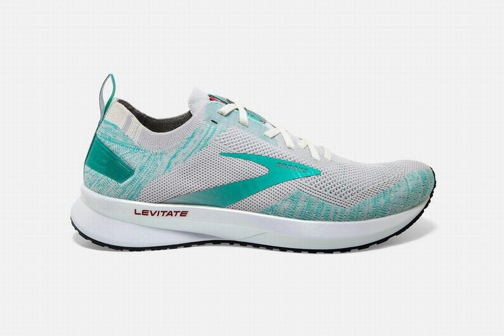 Chaussures Running Brooks Levitate 4 Grise / Vert / Blanche Femme | XCH-22251318