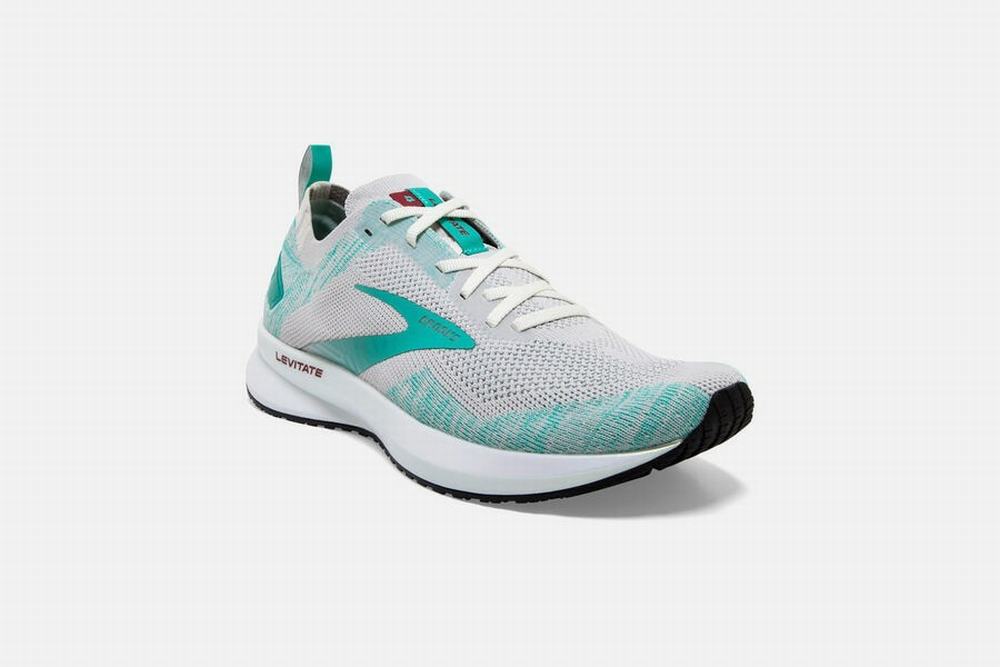 Chaussures Running Brooks Levitate 4 Grise / Vert / Blanche Femme | XCH-22251318