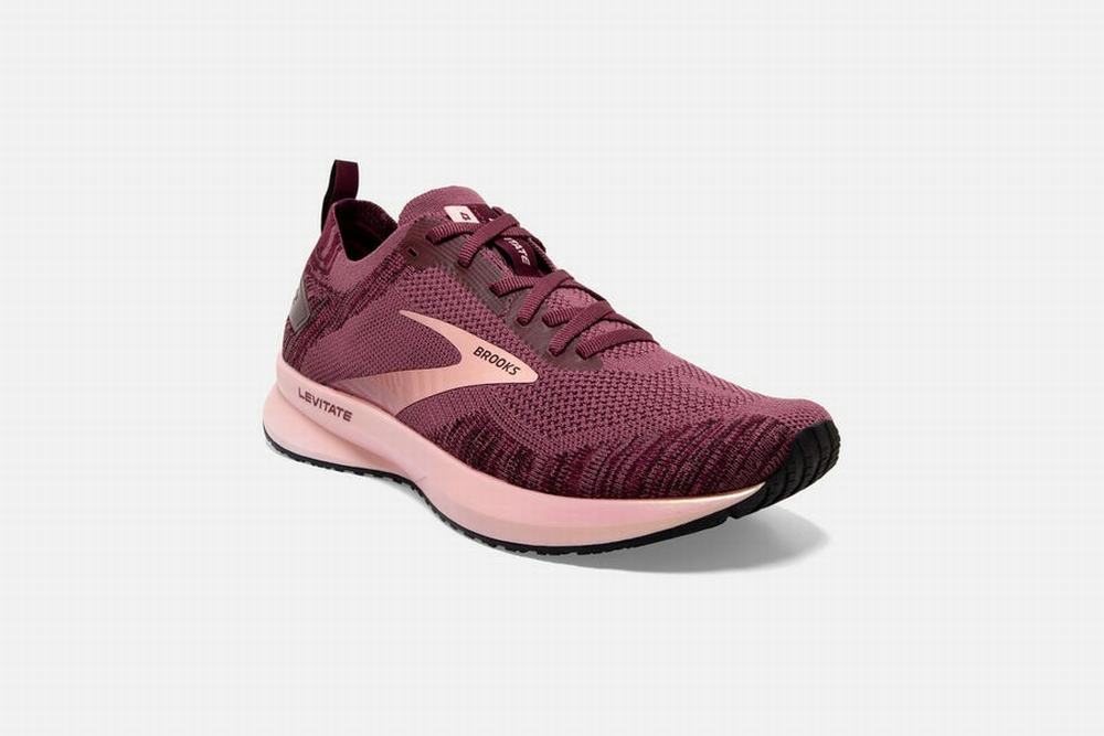 Chaussures Running Brooks Levitate 4 Bordeaux / Corail Femme | ULR-22640380