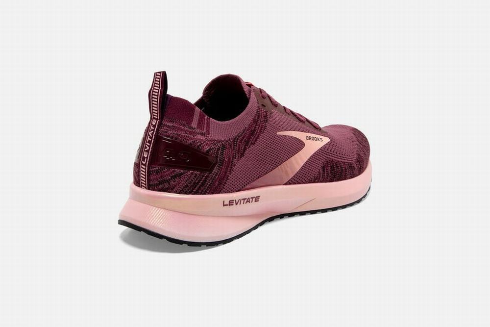 Chaussures Running Brooks Levitate 4 Bordeaux / Corail Femme | ULR-22640380