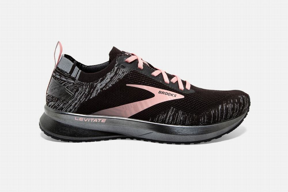 Chaussures Running Brooks Levitate 4 Noir / Grise / Corail Femme | LPU-45827943