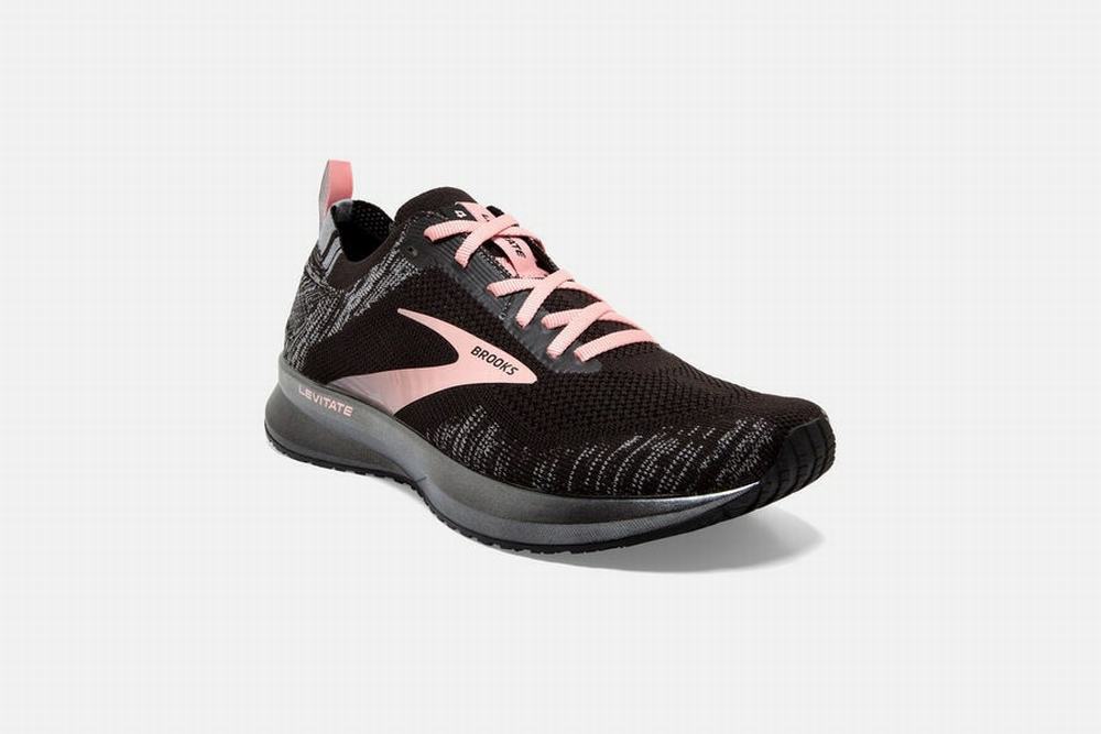 Chaussures Running Brooks Levitate 4 Noir / Grise / Corail Femme | LPU-45827943