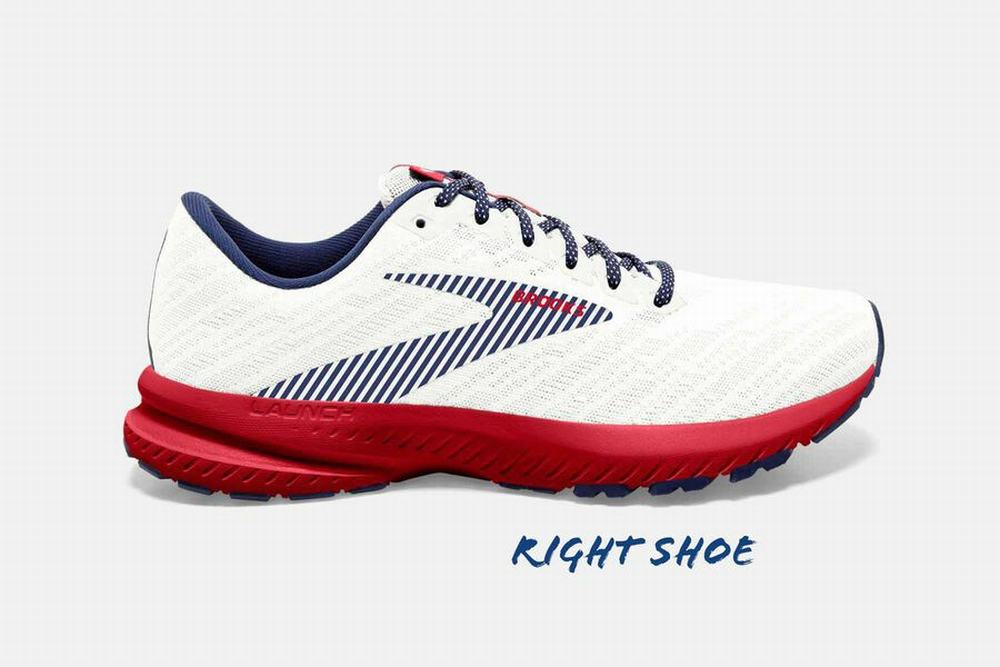 Chaussures Running Brooks Launch 7 Blanche / Bleu / Rouge Femme | FIY-46517601