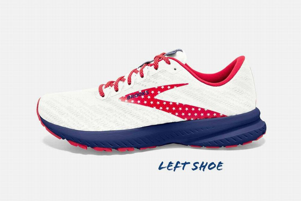 Chaussures Running Brooks Launch 7 Blanche / Bleu / Rouge Femme | FIY-46517601