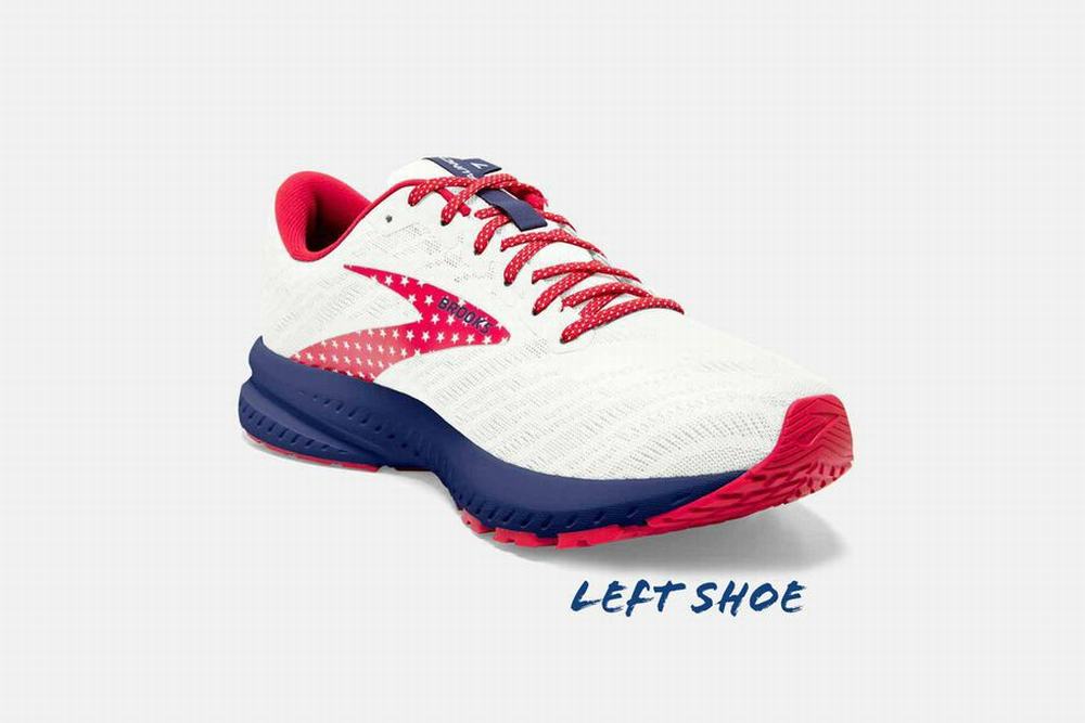 Chaussures Running Brooks Launch 7 Blanche / Bleu / Rouge Femme | FIY-46517601