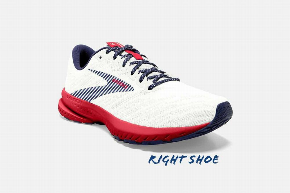 Chaussures Running Brooks Launch 7 Blanche / Bleu / Rouge Femme | FIY-46517601