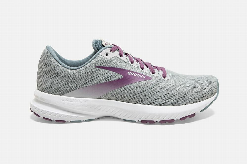 Chaussures Running Brooks Launch 7 Grise / Violette Femme | CMO-52805146