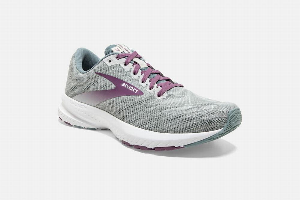 Chaussures Running Brooks Launch 7 Grise / Violette Femme | CMO-52805146