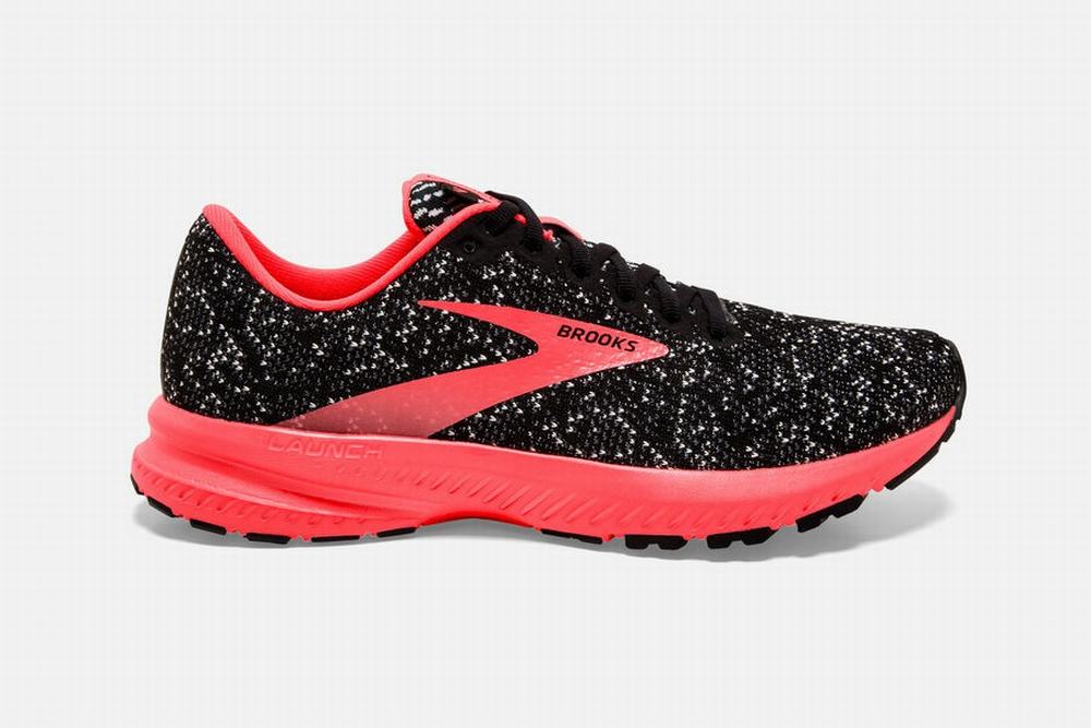 Chaussures Running Brooks Launch 7 Noir / Corail / Blanche Femme | XME-64281874