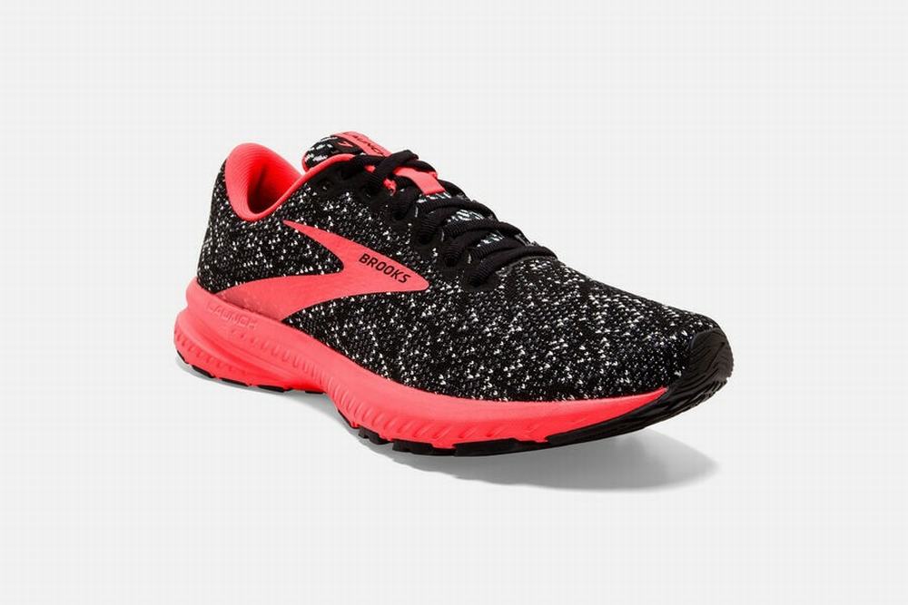 Chaussures Running Brooks Launch 7 Noir / Corail / Blanche Femme | XME-64281874