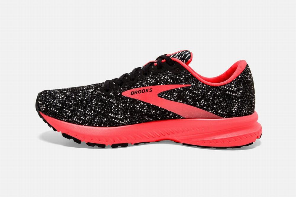 Chaussures Running Brooks Launch 7 Noir / Corail / Blanche Femme | XME-64281874