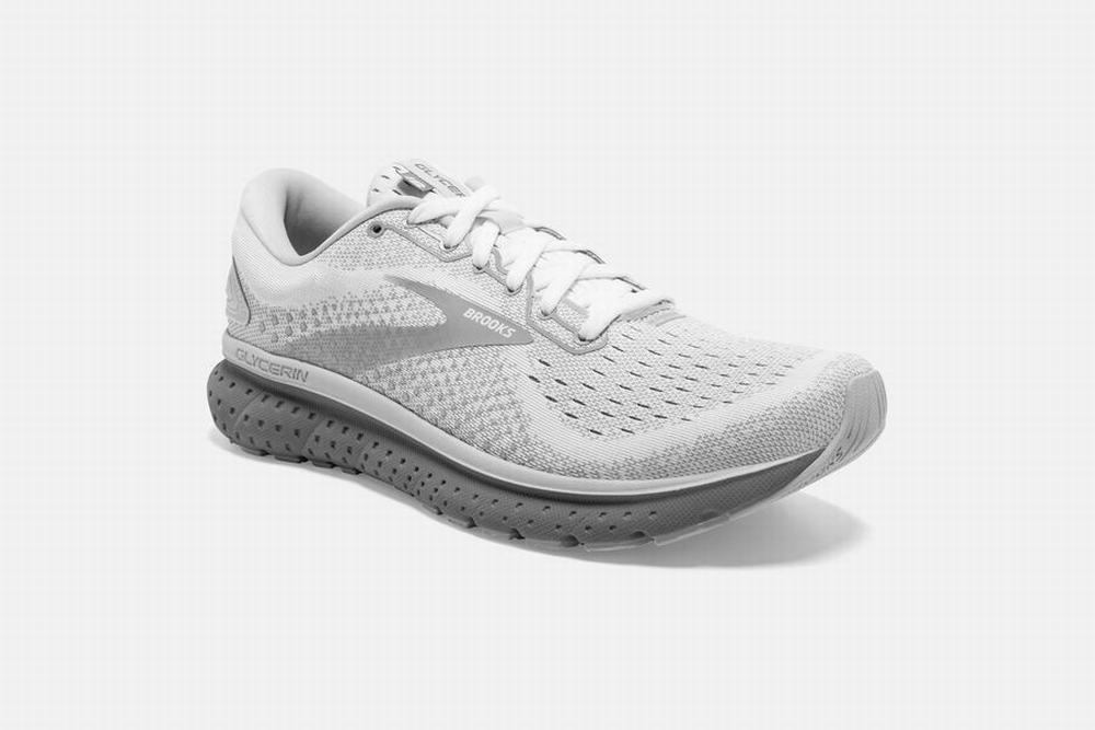 Chaussures Running Brooks Glycerin 18 Blanche / Grise Femme | AKN-64531201