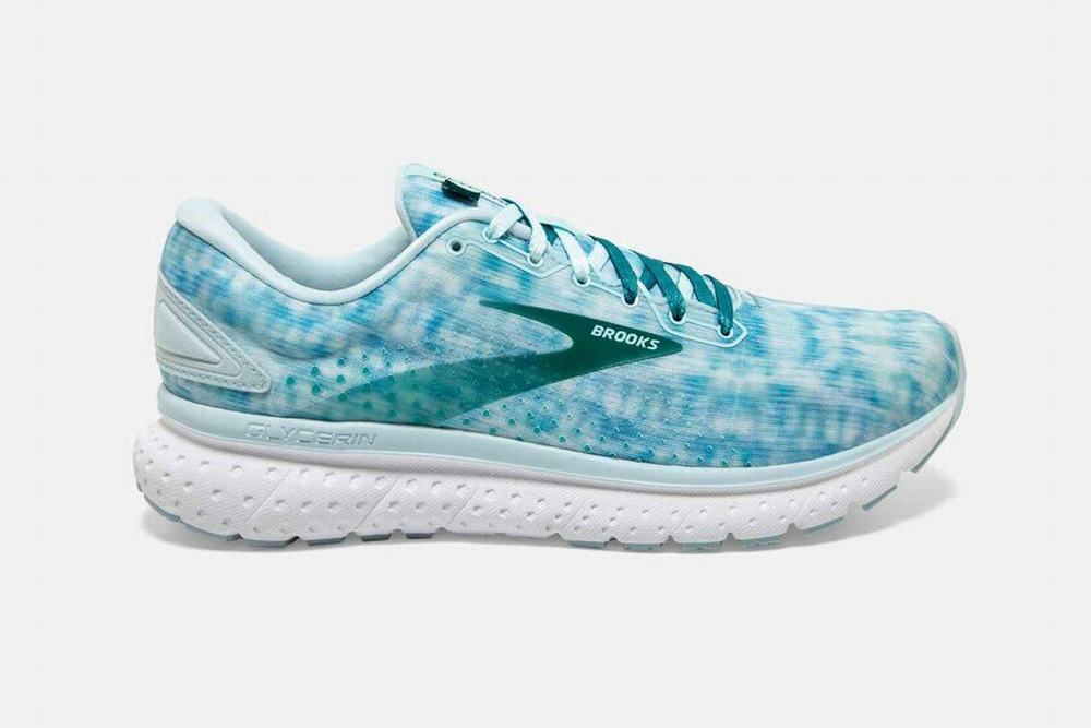 Chaussures Running Brooks Glycerin 18 Bleu Clair / Turquoise / Blanche Femme | GUP-36743556