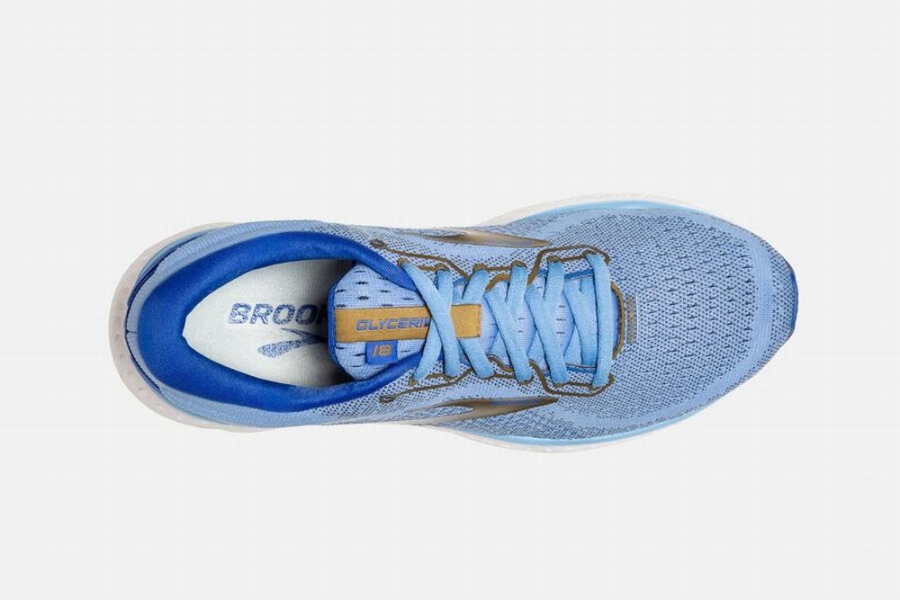 Chaussures Running Brooks Glycerin 18 Fleur / Bleu / Doré Femme | GTY-46057745