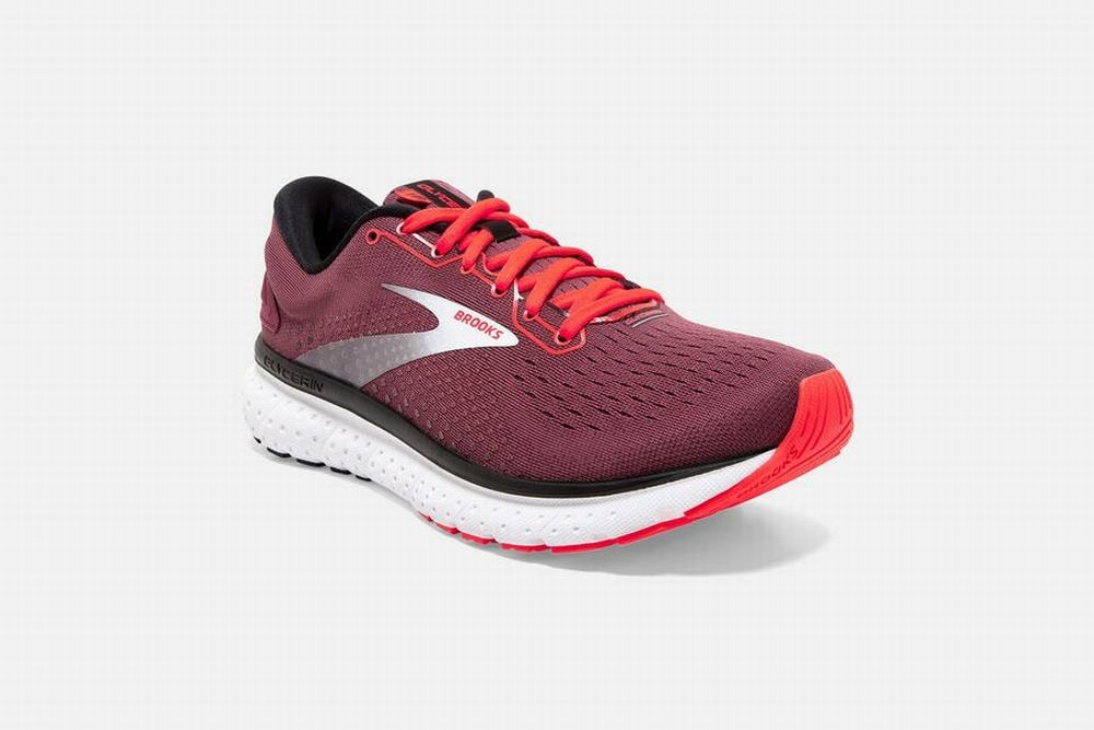 Chaussures Running Brooks Glycerin 18 Bordeaux / Corail / Blanche Femme | LUO-05180356