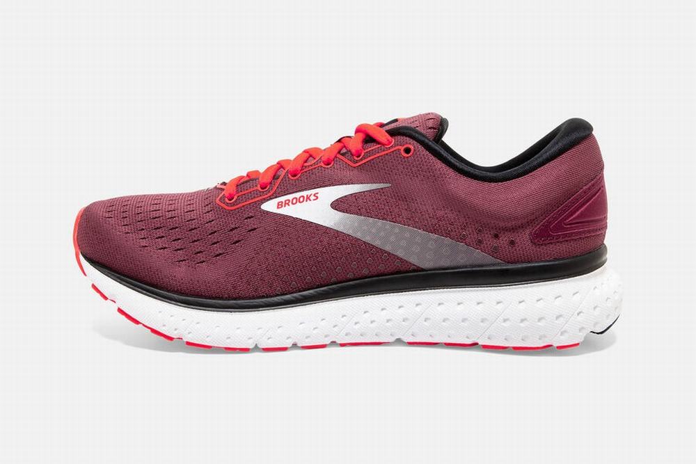 Chaussures Running Brooks Glycerin 18 Bordeaux / Corail / Blanche Femme | LUO-05180356