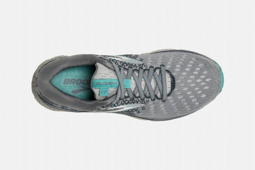 Chaussures Running Brooks Glycerin 17 Grise / Turquoise Clair Femme | DIB-82349806