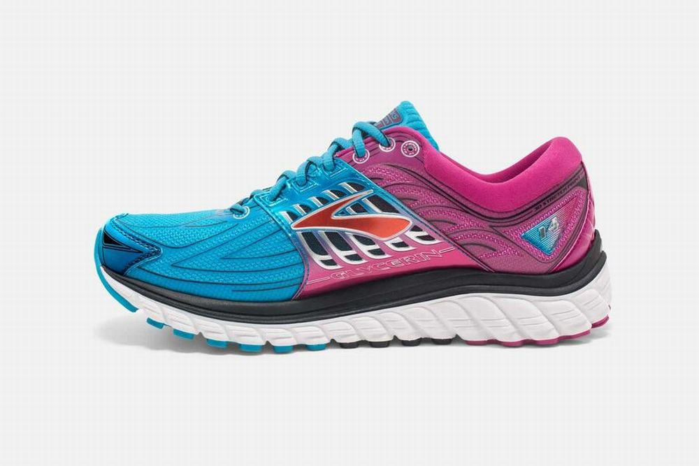 Chaussures Running Brooks Glycerin 14 Bleu / Rose Femme | NTJ-23433266