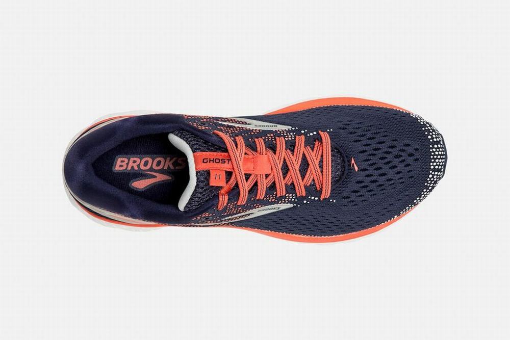 Chaussures Running Brooks Ghost 11 Bleu Marine / Corail Femme | JBB-37184056