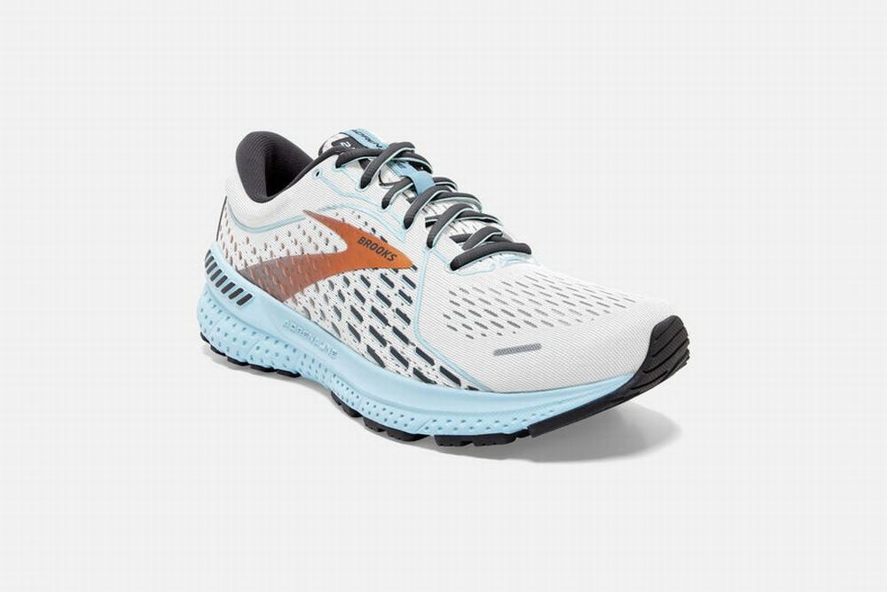 Chaussures Running Brooks Adrenaline GTS 21 Blanche / Bleu Clair Femme | IQC-88667528