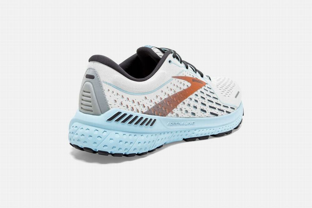 Chaussures Running Brooks Adrenaline GTS 21 Blanche / Bleu Clair Femme | IQC-88667528