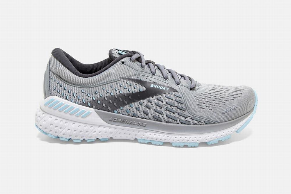 Chaussures Running Brooks Adrenaline GTS 21 Grise / Bleu Clair Femme | WGR-07758046