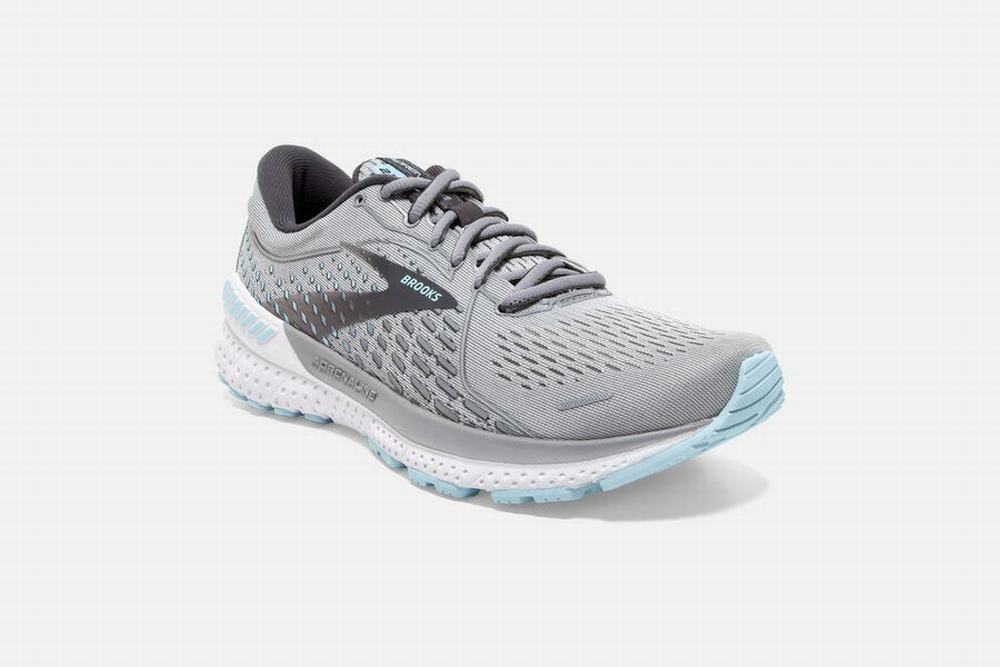 Chaussures Running Brooks Adrenaline GTS 21 Grise / Bleu Clair Femme | WGR-07758046