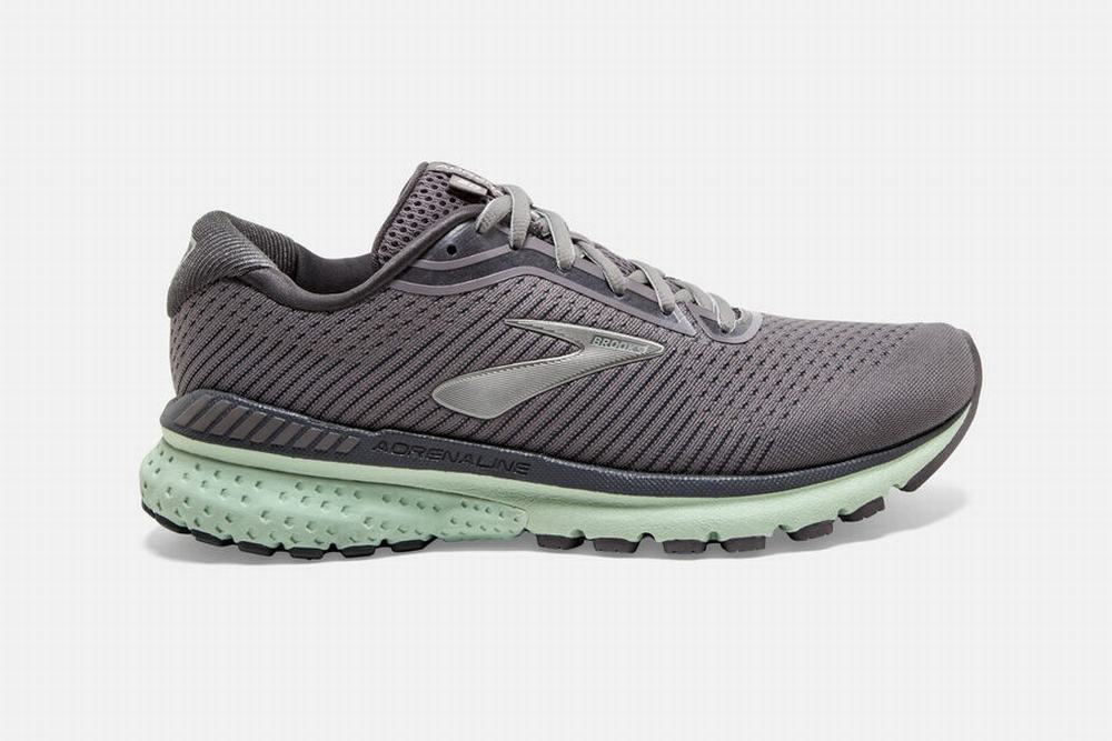 Chaussures Running Brooks Adrenaline GTS 20 Grise Foncé / Menthe Femme | XES-96466853