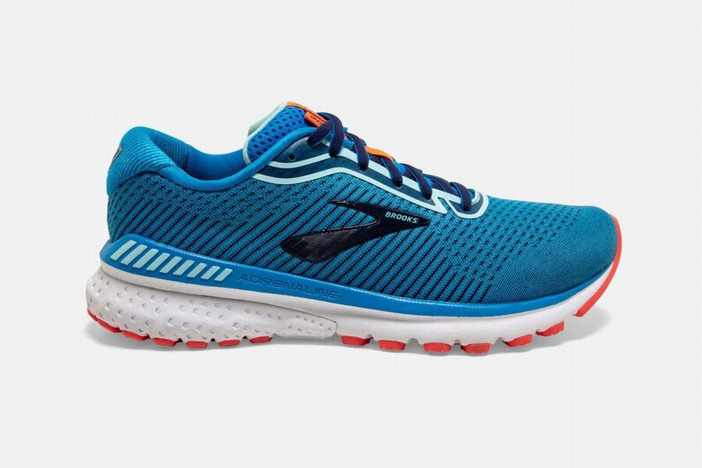 Chaussures Running Brooks Adrenaline GTS 20 Bleu / Bleu Marine / Corail Femme | IJT-22719190