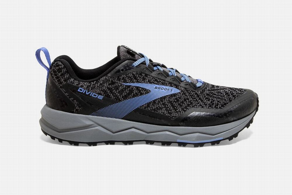 Chaussures Running Brooks Divide Grise / Noir / Fleur Bleu Femme | QWK-26515167