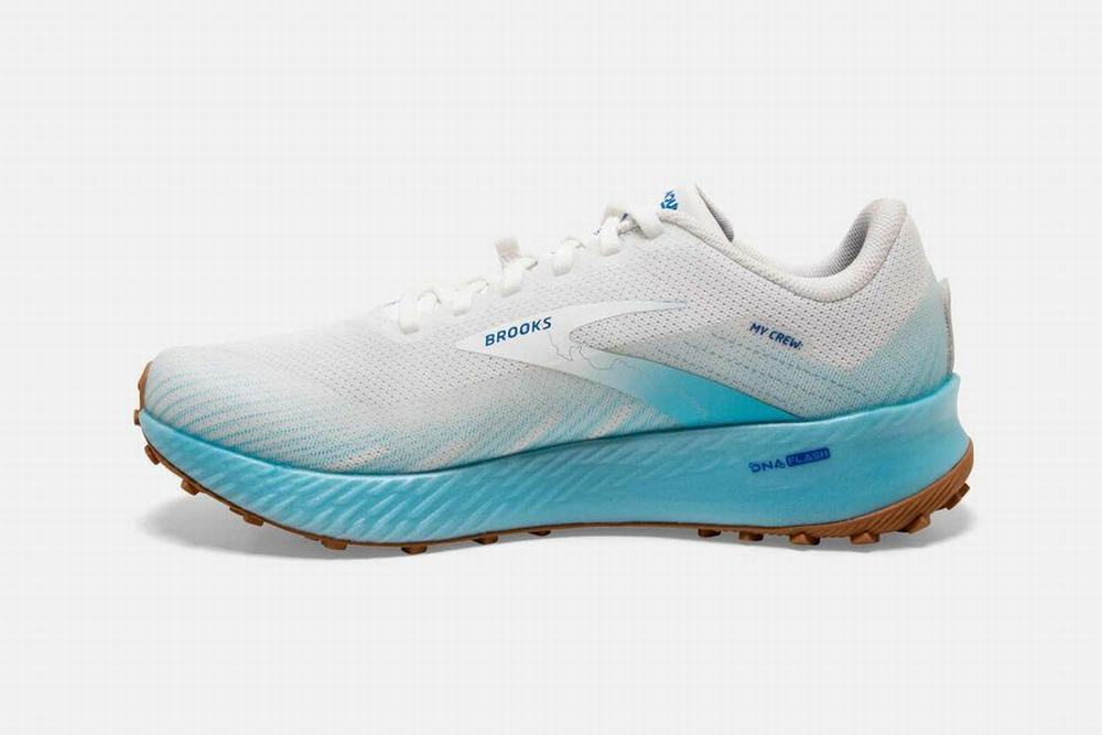 Chaussures Running Brooks Catamount Blanche / Turquoise Clair / Bleu Femme | YMS-47831624